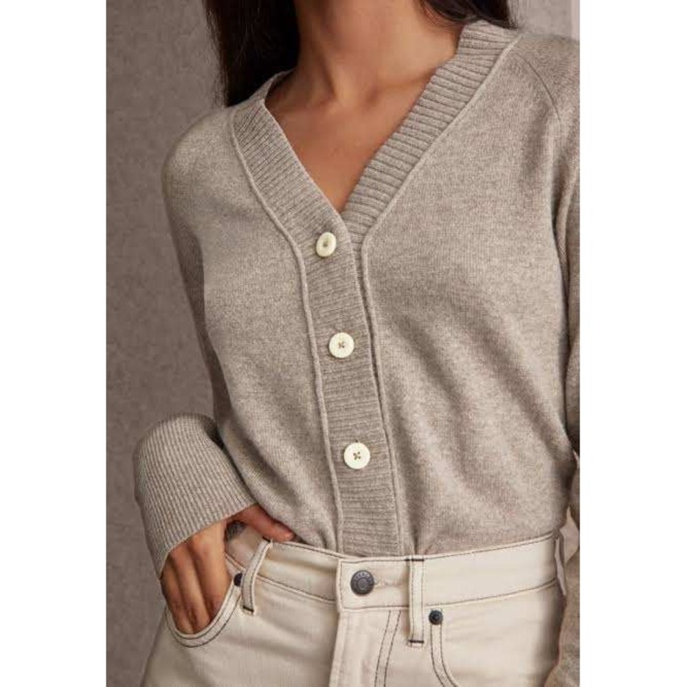 Everlane Cardigan Womens Medium Tan Cashmere Wool V-Neck Button Up
